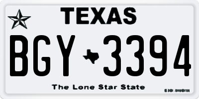 TX license plate BGY3394