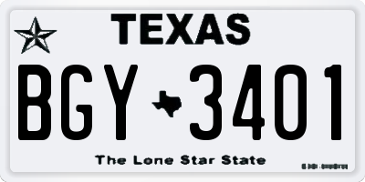 TX license plate BGY3401
