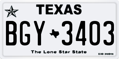 TX license plate BGY3403