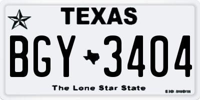 TX license plate BGY3404