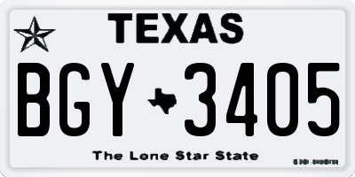 TX license plate BGY3405