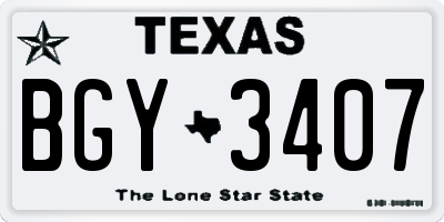 TX license plate BGY3407