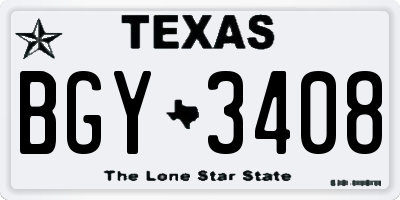 TX license plate BGY3408
