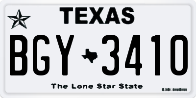TX license plate BGY3410