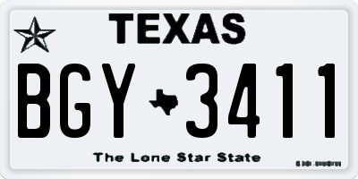 TX license plate BGY3411