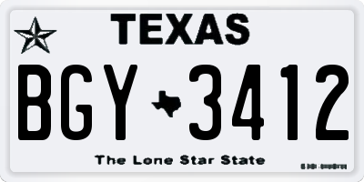 TX license plate BGY3412