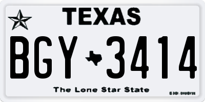 TX license plate BGY3414