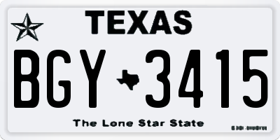TX license plate BGY3415