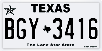 TX license plate BGY3416