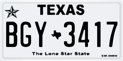 TX license plate BGY3417