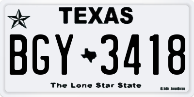 TX license plate BGY3418