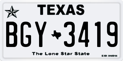 TX license plate BGY3419
