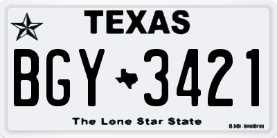TX license plate BGY3421