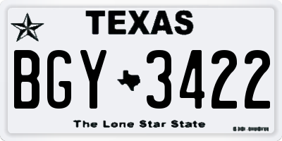 TX license plate BGY3422