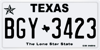 TX license plate BGY3423