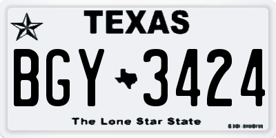 TX license plate BGY3424