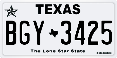 TX license plate BGY3425