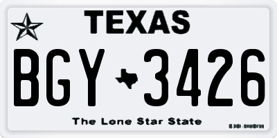 TX license plate BGY3426