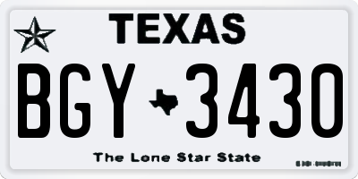 TX license plate BGY3430