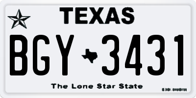 TX license plate BGY3431