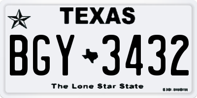 TX license plate BGY3432