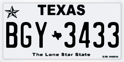 TX license plate BGY3433