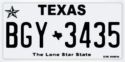 TX license plate BGY3435