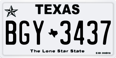TX license plate BGY3437