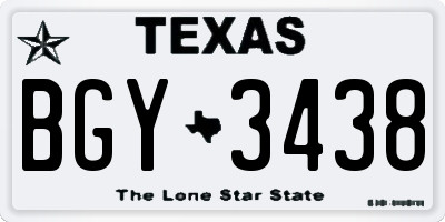 TX license plate BGY3438