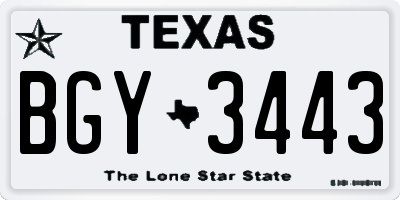 TX license plate BGY3443