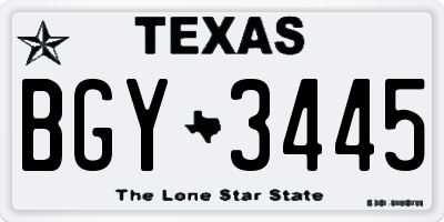 TX license plate BGY3445