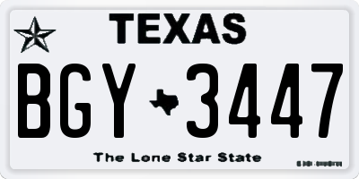 TX license plate BGY3447