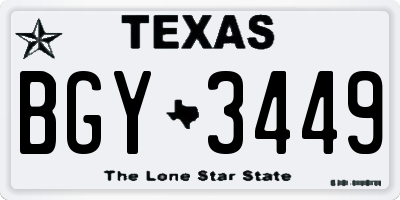 TX license plate BGY3449