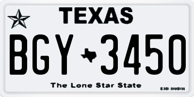 TX license plate BGY3450