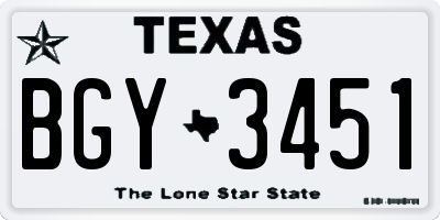 TX license plate BGY3451