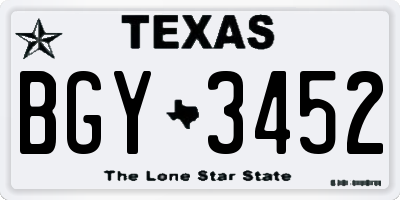 TX license plate BGY3452