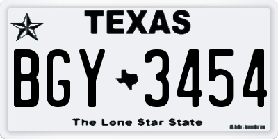 TX license plate BGY3454