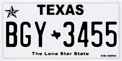 TX license plate BGY3455