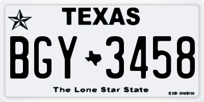 TX license plate BGY3458