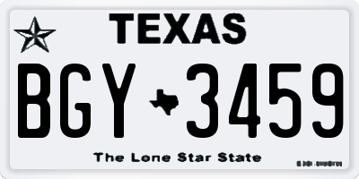 TX license plate BGY3459