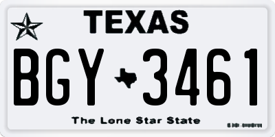 TX license plate BGY3461