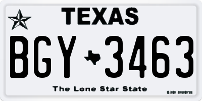 TX license plate BGY3463