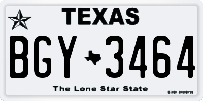TX license plate BGY3464