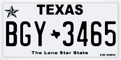 TX license plate BGY3465