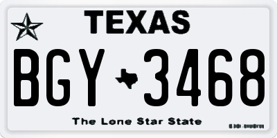 TX license plate BGY3468