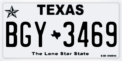 TX license plate BGY3469
