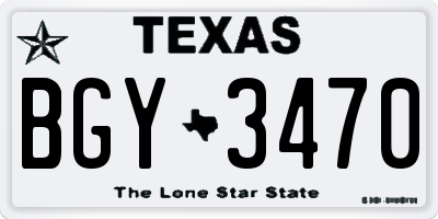 TX license plate BGY3470
