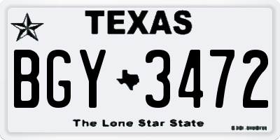 TX license plate BGY3472