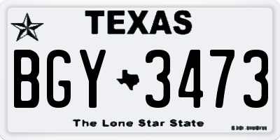 TX license plate BGY3473