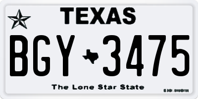 TX license plate BGY3475